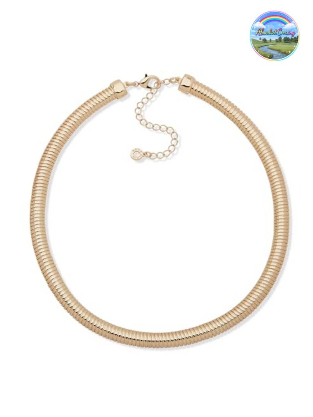 Gold Tone Omega Collar Necklace with Adjustable Extender